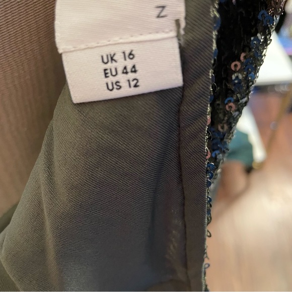 ASOS DESIGN sequin cami wide leg jumpsuit in khaki  Size 12 NWT - Picture 4 of 7